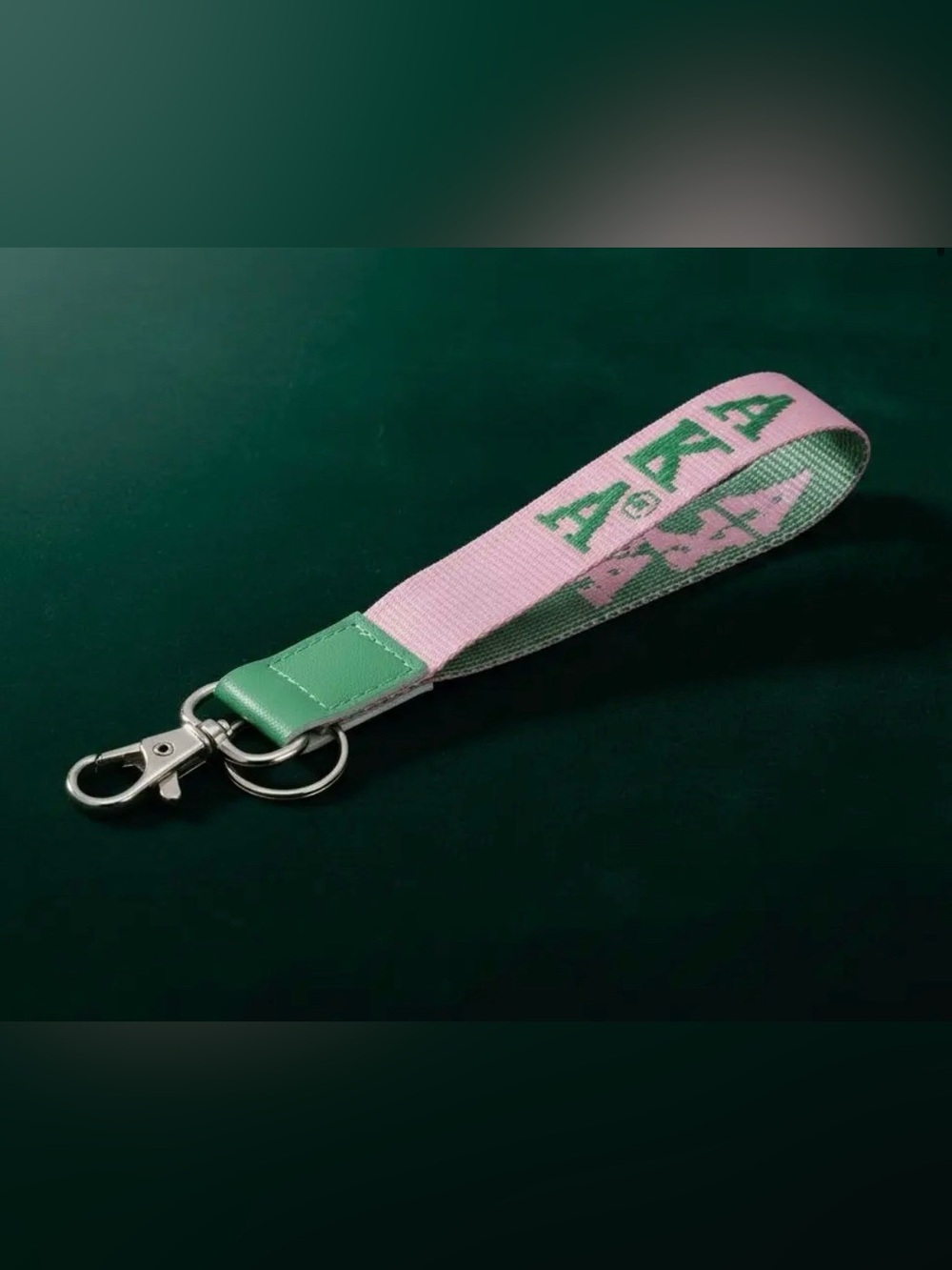 Pink and Mint Logo Wrist Keychain